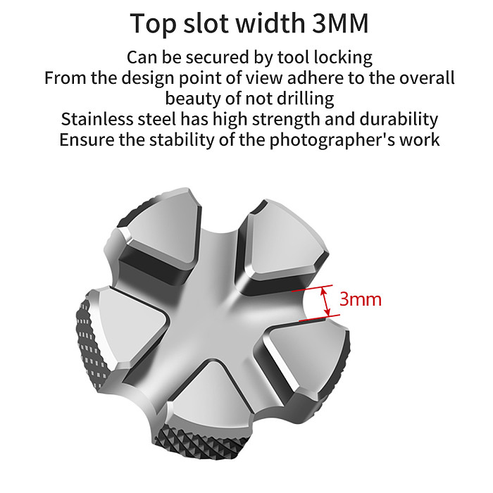 BGNing Universal Stainless 1/4  Adapter Screw for Gimbal to DSLR Cameras w/ Top Slotted 3mm Quick Release Locking Mounting Screw