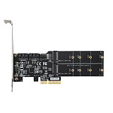DIEWU PCIE 3.0 X4 Channel to 2-port M.2 (B-KEY) & 2-port SATA3.0 Adapter Card ASM1164 Chip 6Gbps for 2230 2242 2260 2280 SSD