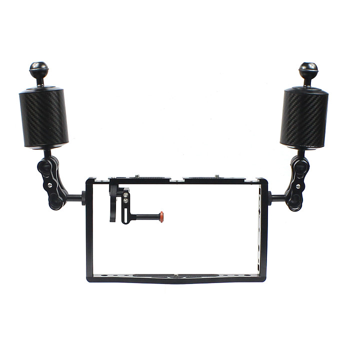 For GoPro13 FEICHAO Aluminum Alloy Bracket Stabilizer 1/4 3/8 Cold Shoe Seat for GoPro8/9/max GoPro series DJI Insta360 ONE R Dual Handheld Diving Photography Bracket Adjustable Shutter Extension Rod D60 5 inch Buoyancy Arm