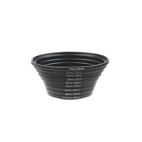 BGNING 9PCS Metal Adapter Ring Set Small to Large 40.5-49-52-55-58-62-67-72-77-82mm for Canon/ Nikon/SONY Camera Lens Filter/UV/CPL/hood