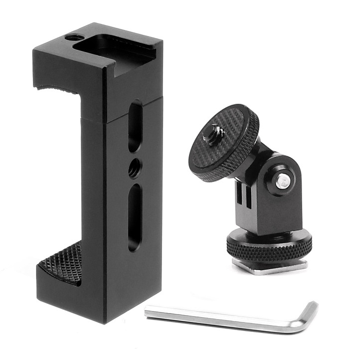 BGNing Aluminum Mobile Phone Holder SLR Camera Gmibal Tripod Bike Motorcycle Clip Cold Shoe Mount Selfie Stick 1/4  Hole Clamp