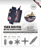 SURPASS Hobby S1500M Metal Gear 15KG Digital Servo for RC Airplane Robot 1/10 1/8 RC Monster Car Boat Duct Plane
