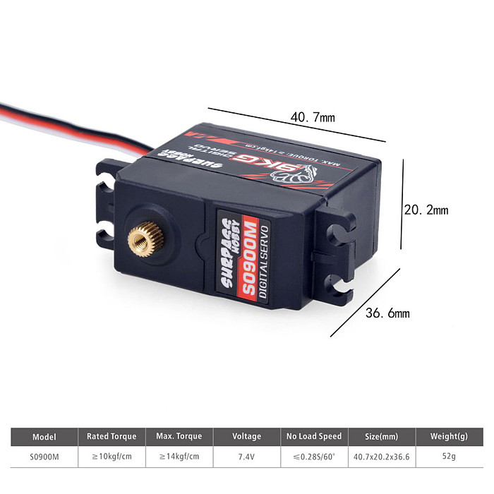 SURPASS Hobby S0900M Metal Gear 9KG Digital Servo for RC Airplane Robot 1/10 1/8 RC Monster Car Boat Duct Plane
