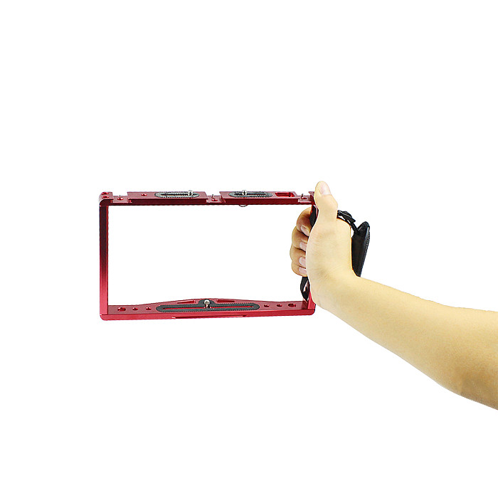 For GoPro13 FEICHAO Diving CNC Dual Handle Selfie Tray Steady Holder Mount with Wrist Strap Compatible for GoPro Series/ Insta360 ONE R and Micro SLR Action Cameras
