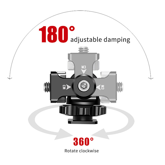 BGNing 360 Degree Rotatable Mini Tripod Ball head Hot Shoe Adapter 1/4  Screw Mount for SLR Camera LED Flash Monitor Accessories