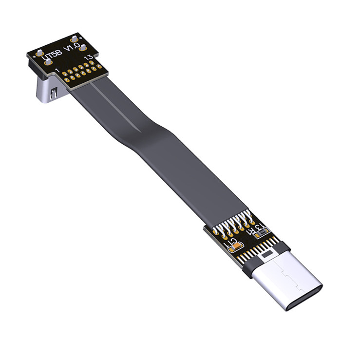ADT-Link USB 3.1 Type-C Male to USB3.1 Type-C Male Up/Down Angle USB Data Sync & Charge Cable Type c Cord Connector Adapter FPC FPV Flat