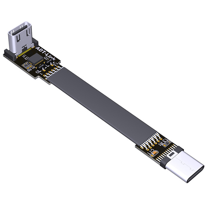 ADT-Link USB 3.1 Type-C Male to USB3.1 Type-C Male Up/Down Angle USB Data Sync & Charge Cable Type c Cord Connector Adapter FPC FPV Flat
