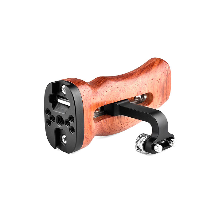 BGNing Universal Adjustable Wooden Handle Grip with Cold Shoe Mount 1/4“ 3/8” Screw Thread for BMPCC 4K A7RIII DSLR Cameras Cage