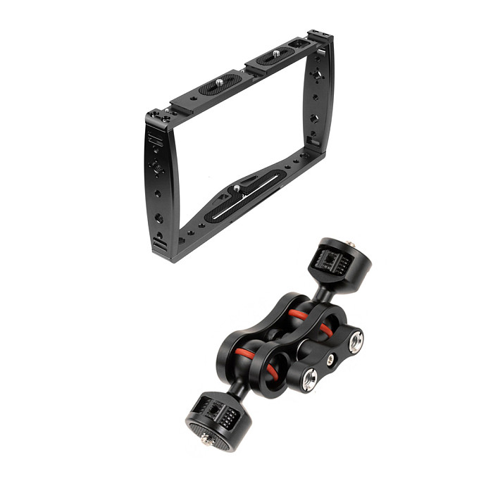 FEICHAO Aluminum Alloy Bracket Stabilizer Live Video Fill Light Mounting Bracket 1/4 3/8 Inch ​Cold Shoe Stand for Huawei P40 Apple 12 11 for GoPro13 for DJI Insta360 ONE R and Micro SLR