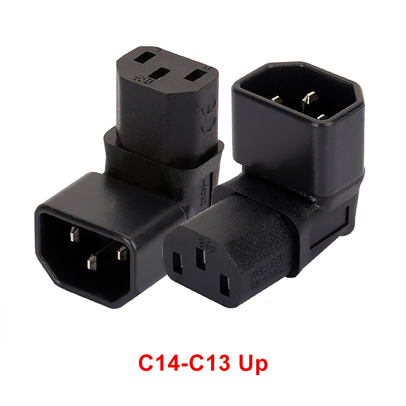XT-XINTE IEC 320 C14 to C13 Left Right Angle AC Adapter IEC 3Pole IEC 320 3pin Male to Female Extend 90 Degree Down Up Angle AC Converter