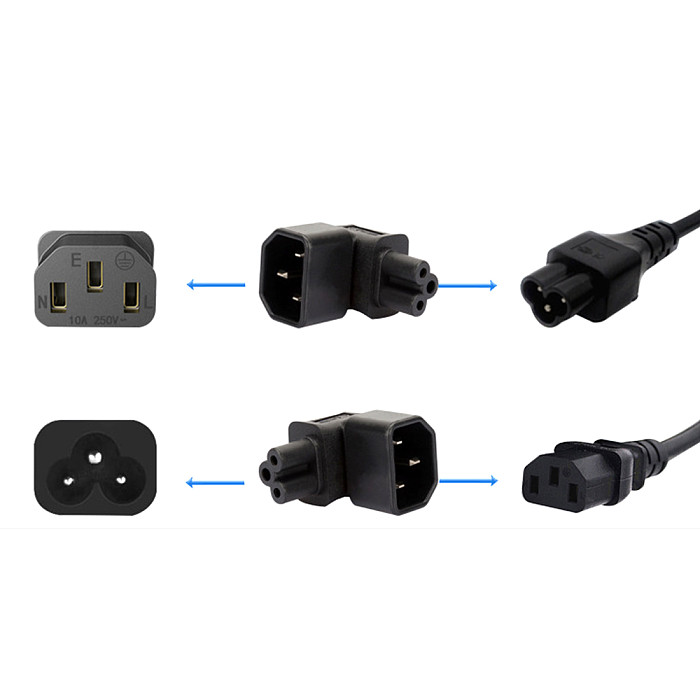 XT-XINTE Universal Power Adapter IEC 320 C14 to C5 Adapter Converter C5 to C14 AC Power Plug Socket 3 Pin IEC320 C14 Connector