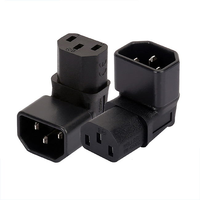 XT-XINTE IEC 320 C14 to C13 Left Right Angle AC Adapter IEC 3Pole IEC 320 3pin Male to Female Extend 90 Degree Down Up Angle AC Converter