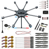QWINOUT T1050 8 Axle Folding Multicopter DIY Octocopter Drone Kit Carbon Fiber Frame APM/PIX Flight Conctroller TX18S Lite Transmitter