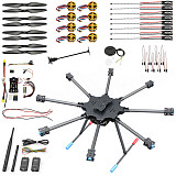 QWINOUT T1050 8 Axle Folding Multicopter DIY Octocopter Drone Kit Carbon Fiber Frame APM/PIX Flight Conctroller TX18S Lite Transmitter