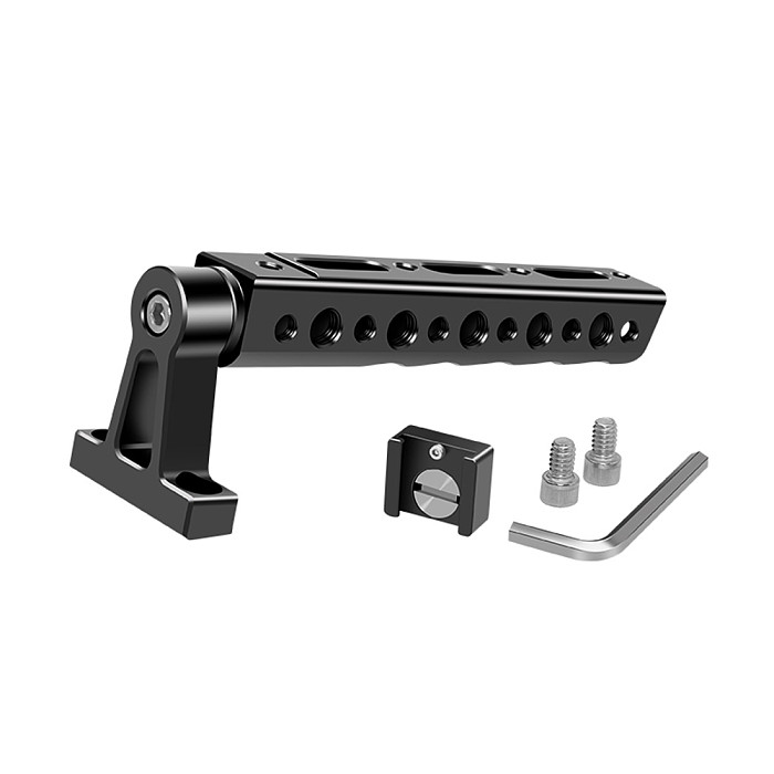 FEICHAO Top Handle Grip with Cold Shoe Mount 1/4 3/8 Screw Hole for DSLR Quick Release Camera Cage Monitor Camcorder Stabilizing