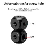 FEICHAO Universal 1/4 3/8 Screw Hole Adapter Dual Cubic Mount Cube Bracket for Tripod Microphone Photography Equipment Accessories