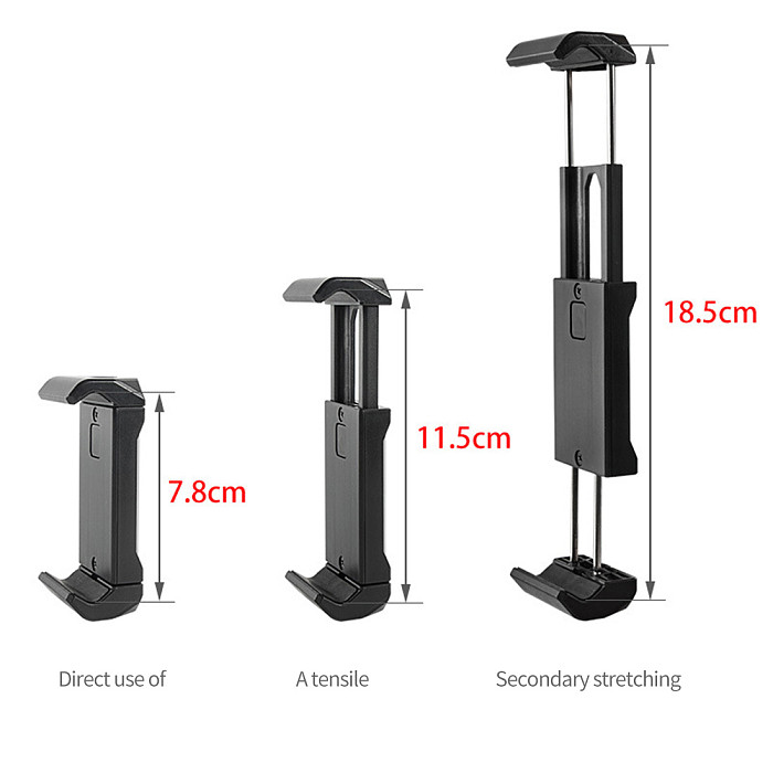 FEICHAO Plastic Mobile Phone Clip Clamp Bracket Holder Stand Support Retractable Mount with Cold Shose Dual UNC1/4 Screw Hole