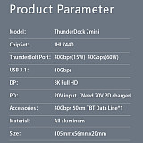 JEYI ThunderDock ThunderBolt3 ThunderBolt4 JHL7440 Storage for NVME SSD TYPEC3.1 PD charger USB C3.1 DOCK m2 M.2 PCIE SSD DP8K