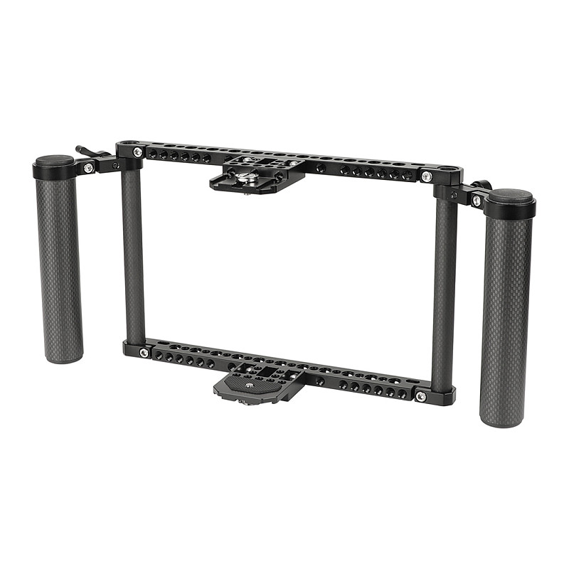 BGNing 7 Inch Monitor Protective Cage with Adjustable Carbon Fiber Dual Handgrip for Atomos Ninja Inferno/Shotgun 7/Ikan HH7