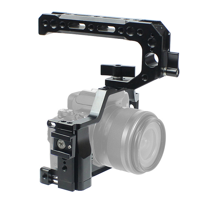 FEICHAO BTL-JN50 CNC Aluminum Alloy Camera Extension Protection Frame Camera Cage Cold Shoe Handle ​Tripod Top Handle for Canon M50/M5