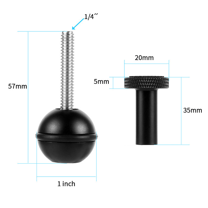 For DJI OSMO 360 GoPro13 BGNing Ball Head Adapter 1/4  M5 Adjustable Bracket Screw Fixed Mount Anti-loose Camera Underwater Diving Photography Bracket Parts