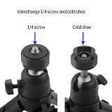 FEICHAO Mini Foldable Tripod with Cold Shoe 1/4'' Screw Ballhead Tripod for GoPro 9/8/7/6/5 Action Camera for SLR Camera Flash