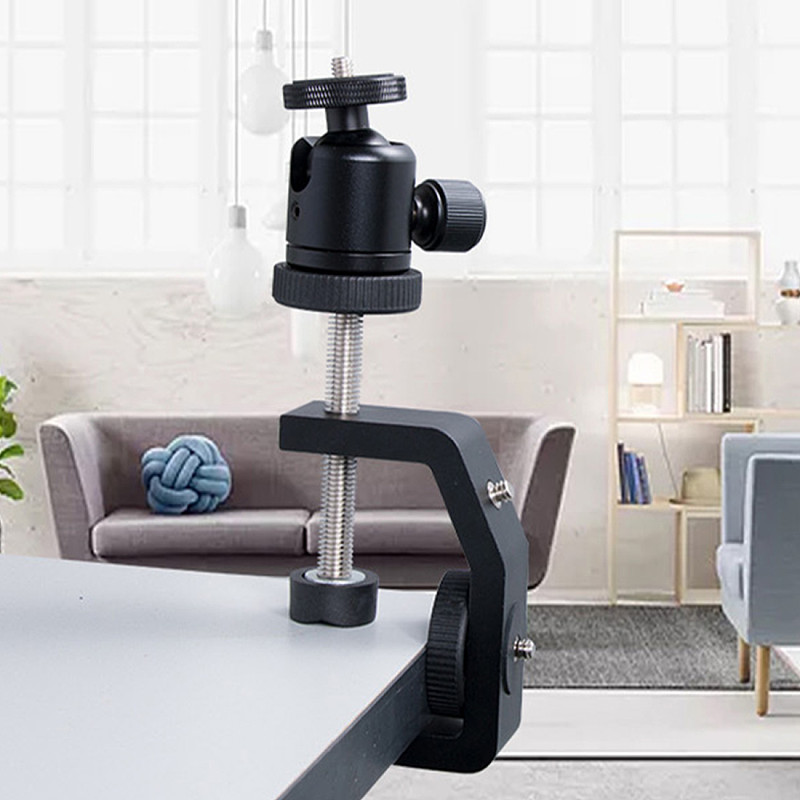 BGNing Aluminum Alloy Clip UNC1/4 Inch Screw C Stand Clamp with Ball Head Bracket Holder Mount for Camera Tripod Flash Holder Stand Clamp with Ball Head Bracket Mount for Camera Tripod Flash Holder