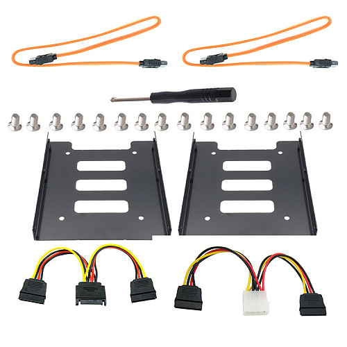 XT-XINTE SSD Mounting Bracket 2.5 to 3.5 Adapter with SATA Cable and Power Splitter Cable DIY 2.5  to 3.5  Internal SSD/HDD Mounting Kit