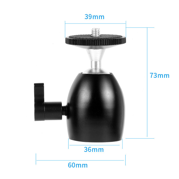 FEICHAO 1/4 inch Screw Tripod Mini Ball Head with 1/4  Hot Shoe Screw Adapter for LED Light/Monitor/DSLR Cameras/Video 2KG Load