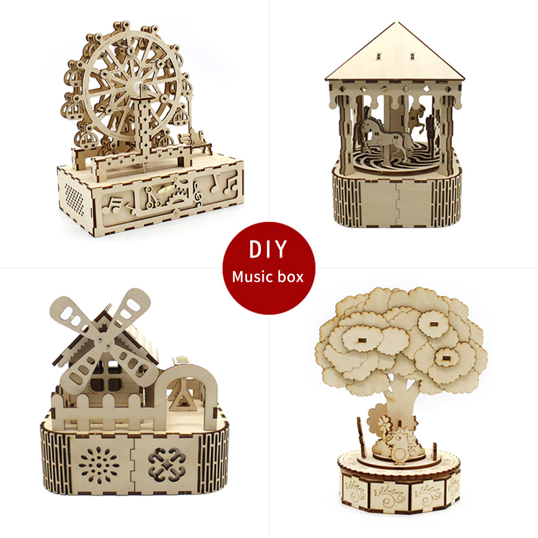 US$ 8.83 - FEICHAO Creative Assembled Music Box DIY Toy Homemade Music