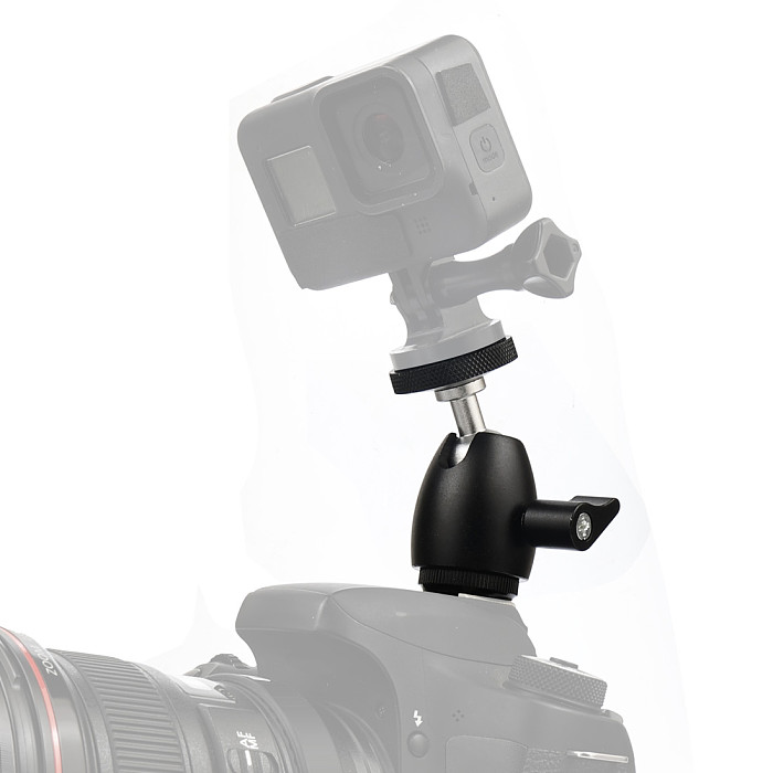 FEICHAO 1/4 inch Screw Tripod Mini Ball Head with 1/4  Hot Shoe Screw Adapter for LED Light/Monitor/DSLR Cameras/Video 2KG Load
