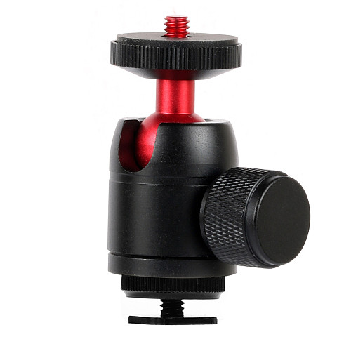 FEICHAO 1/4 inch Screw Tripod Mini Ball Head with 1/4  Hot Shoe Screw Adapter for LED Light/Monitor/DSLR Cameras/Video 2KG Load