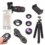  Apexel T18XBZJ5  Phone Photography Kit flexible tripod & 4-in-1 For iPhone Samsung Huawei Xiaomi Oneplus 7 Macro Fisheye Wide Angle Camera Lens kit