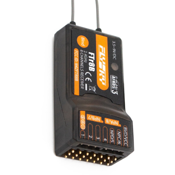 FLYSKY FTr8B AFHDS3 2.4G 8CH Receiver PWM/PPM/i.BUS Out/S.BUS Dual Antenna for PL18 NB4 NB4 Lite Airplane Helicopter Fixed Wing Glider Engineering Vehicle