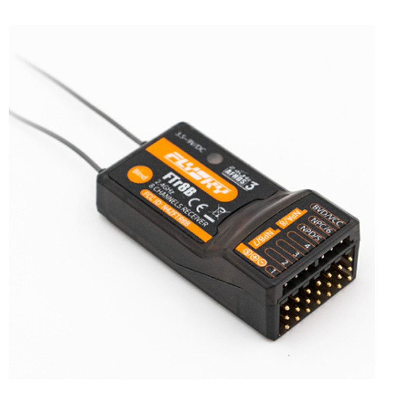 FLYSKY FTr8B AFHDS3 2.4G 8CH Receiver PWM/PPM/i.BUS Out/S.BUS Dual Antenna for PL18 NB4 NB4 Lite Airplane Helicopter Fixed Wing Glider Engineering Vehicle