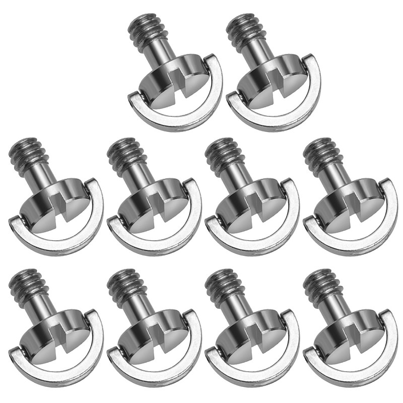 FEICHAO 10 Pcs / 100 Pcs  D-Ring 1/4 Inch Tripod QR Screw for Camera Tripod Monopod Quick Release