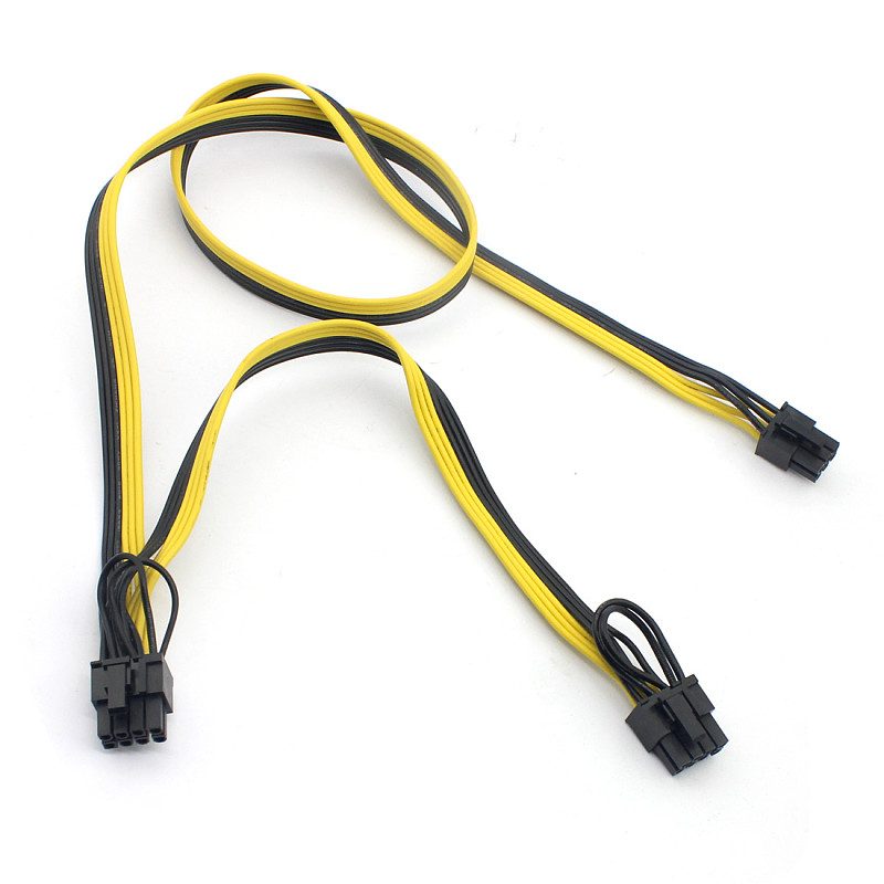 6Pin to 8Pin(6+2) Video Card Power Supply Cable Dual Port Connector 6p to 8p Cable 18AWG Wire Adapter for PC Computer BTC Mining