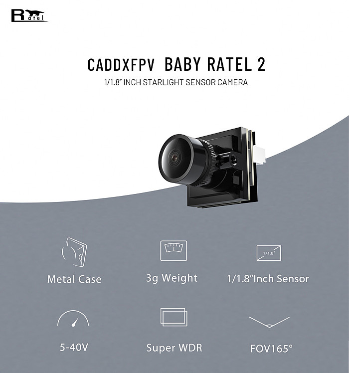 Caddx  Baby Ratel 2 1/1.8 inch Starlight HDR Sensor 1200TVL Low Latency Day and Night Freestyle FPV Camera