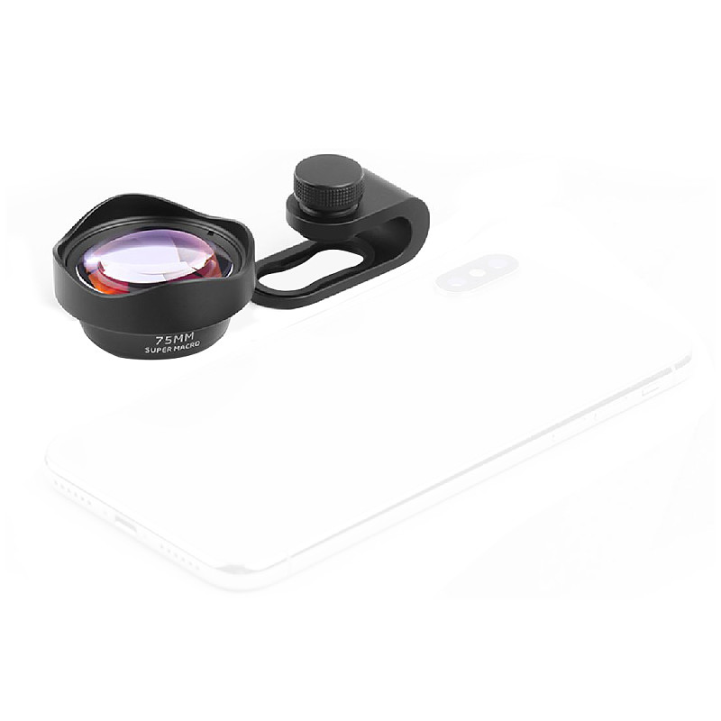 FEICHAO 75MM 10X Super Macro Lens Optical Glass Universal Phone Camera Lens External Phone Lens with CPL ND32 Lens Filter Kit
