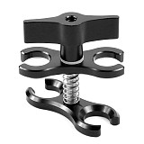 FEICHAO Motorcycle Square Mounting Base Aluminum 1 inch Tripod Ball Head with 2-Holes Butterfly Clip for Gopro Action Camera