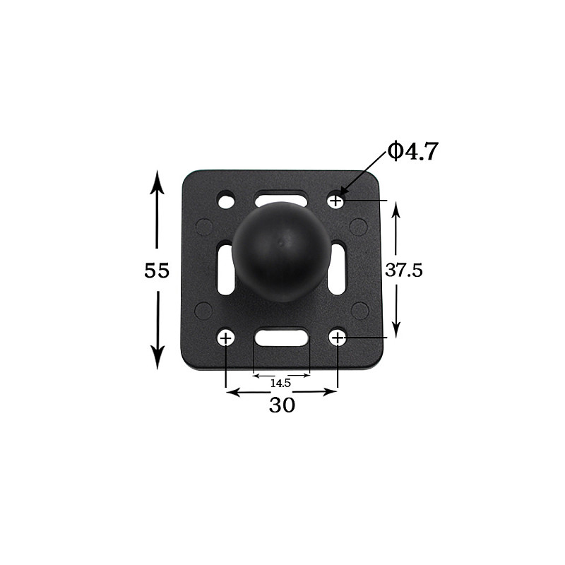 FEICHAO Motorcycle Square Mounting Base Aluminum 1 inch Tripod Ball Head with 2-Holes Butterfly Clip for Gopro Action Camera