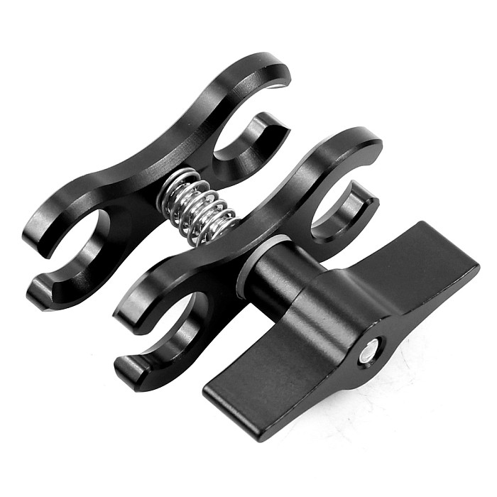 FEICHAO Motorcycle Square Mounting Base Aluminum 1 inch Tripod Ball Head with 2-Holes Butterfly Clip for Gopro Action Camera