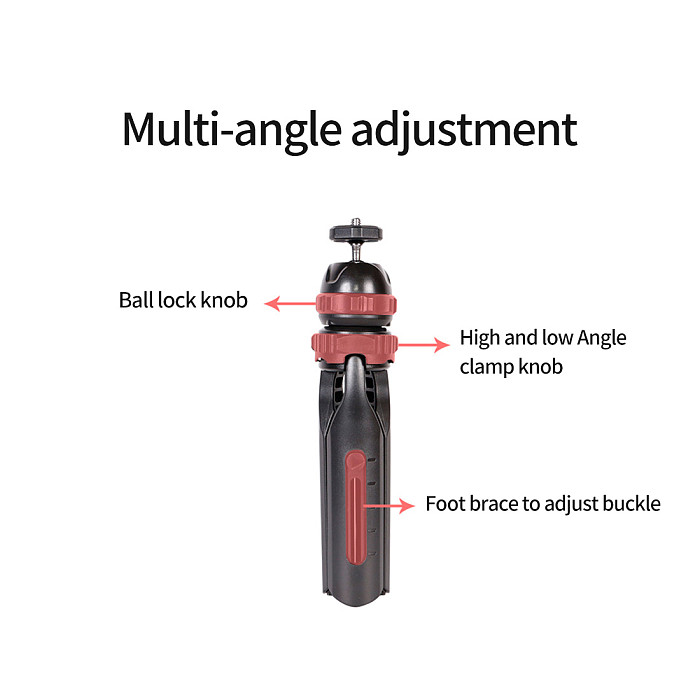 FEICHAO Extendable Mini Tripod Phone Clip 360 Degree Ball Head with UNC1/4  Screw Vlog Tripod for GoPro Action Camera Smartphone