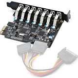 (XT-XINTE)JMT PCI-E to 7 USB3.0 Type A Ports Expansion Card 5Gb/s NEC720201 Chip+VL812 Chip PCIE Card Adapter for Desktop PC Support Windows 7/8/XP/10/Vista7/8/8.1/ Linus (7X USB-A + Large 4Pin) 