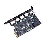 (XT-XINTE)JMT PCI-E to 7 USB3.0 Type A Ports Expansion Card 5Gb/s NEC720201 Chip+VL812 Chip PCIE Card Adapter for Desktop PC Support Windows 7/8/XP/10/Vista7/8/8.1/ Linus (7X USB-A + Large 4Pin) 
