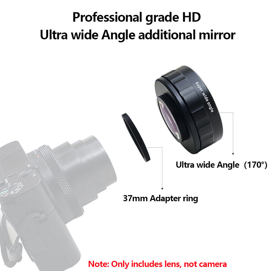 XTXINTE 170 Degree Supper Wide Angle Lens with 37mm Adapter Ring for