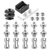 BGNing 1/4  3/8  B/E Screw Professional Internal External 1/4-1/4 1/4-3/8 Nut Cold Shoe Mounting Sets for DSLR Flash Photography