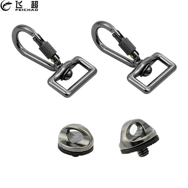 FEICHAO Camera Tripod 1/4  Screw Connecting Adapter Carabiner Hook Quick Release Set for Canon Nikon Sony DSLR Shoulder Sling Strap Belt
