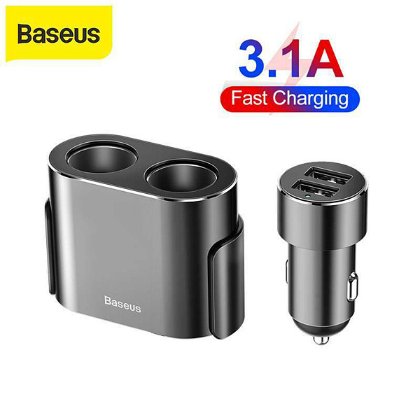 Baseus New Dual USB Car Charger 3.1A Cigarette Lighter Phone Charger Adapter USB Portable