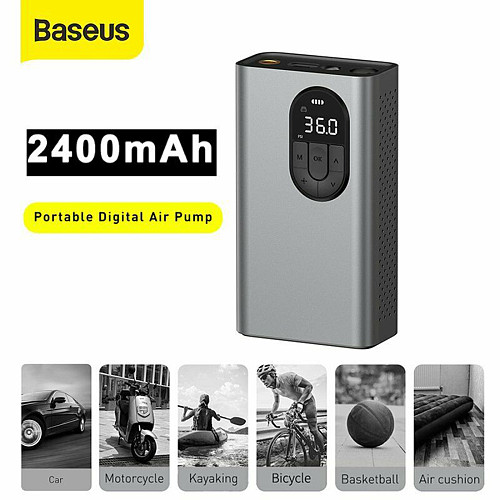 Baseus New LED Electric Air Compressor Car Tire Inflator Portable Ball Pressure Pump Portable